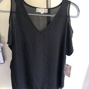 Cold shoulder sheer black top